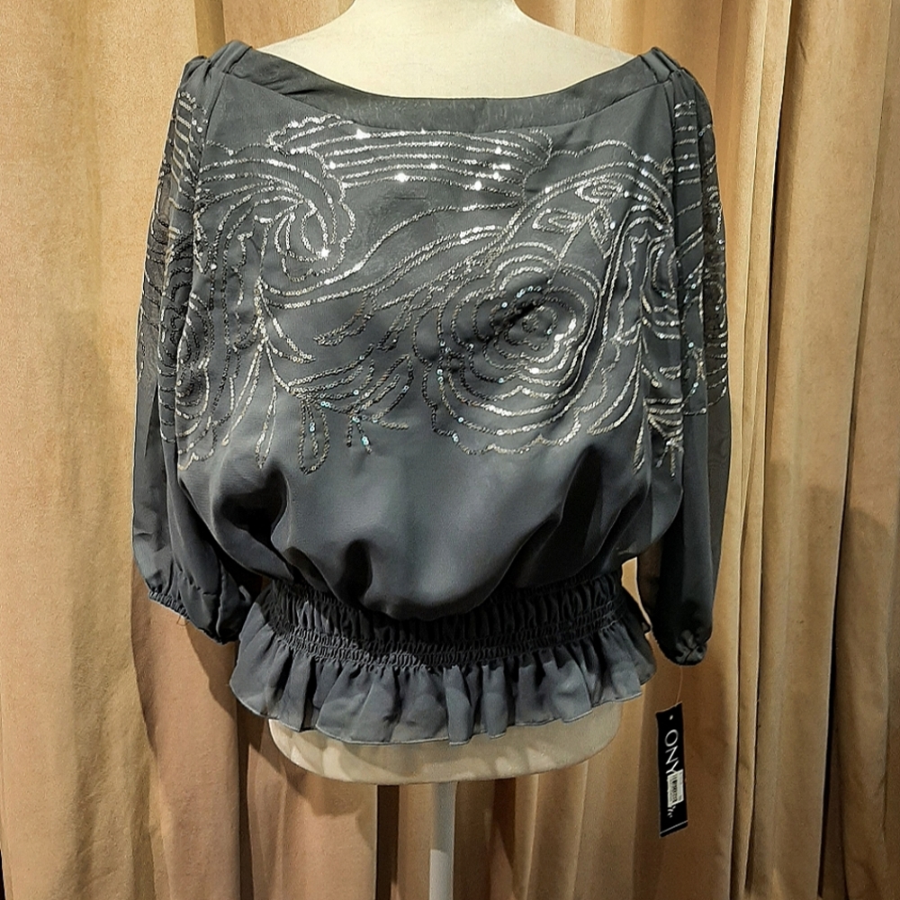 Onyx Nite sequined blouse